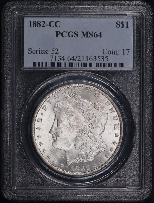 Obverse of this 1882-CC Morgan Dollar PCGS MS-64