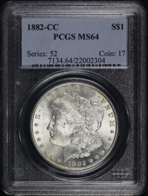 Obverse of this 1882-CC Morgan Dollar PCGS MS-64