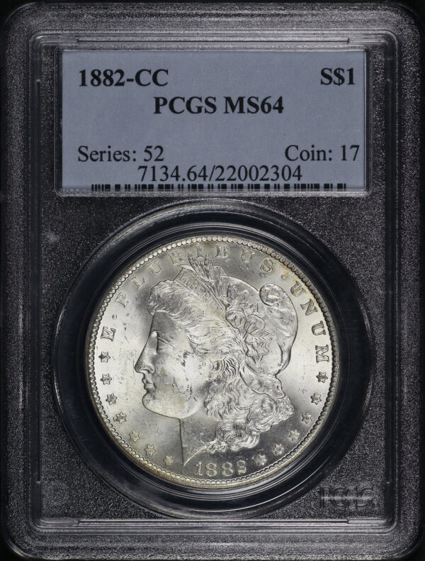 Obverse of this 1882-CC Morgan Dollar PCGS MS-64