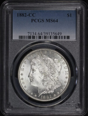 Obverse of this 1882-CC Morgan Dollar PCGS MS-64