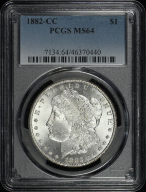 Obverse of this 1882-CC Morgan Dollar PCGS MS-64