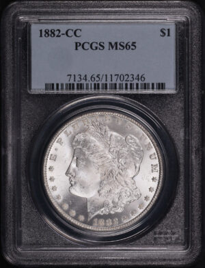 Obverse of this 1882-CC Morgan Dollar PCGS MS-65