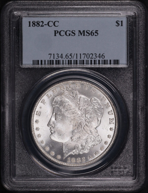Obverse of this 1882-CC Morgan Dollar PCGS MS-65