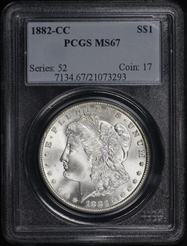 Obverse of this 1882-CC Morgan Dollar PCGS MS-67