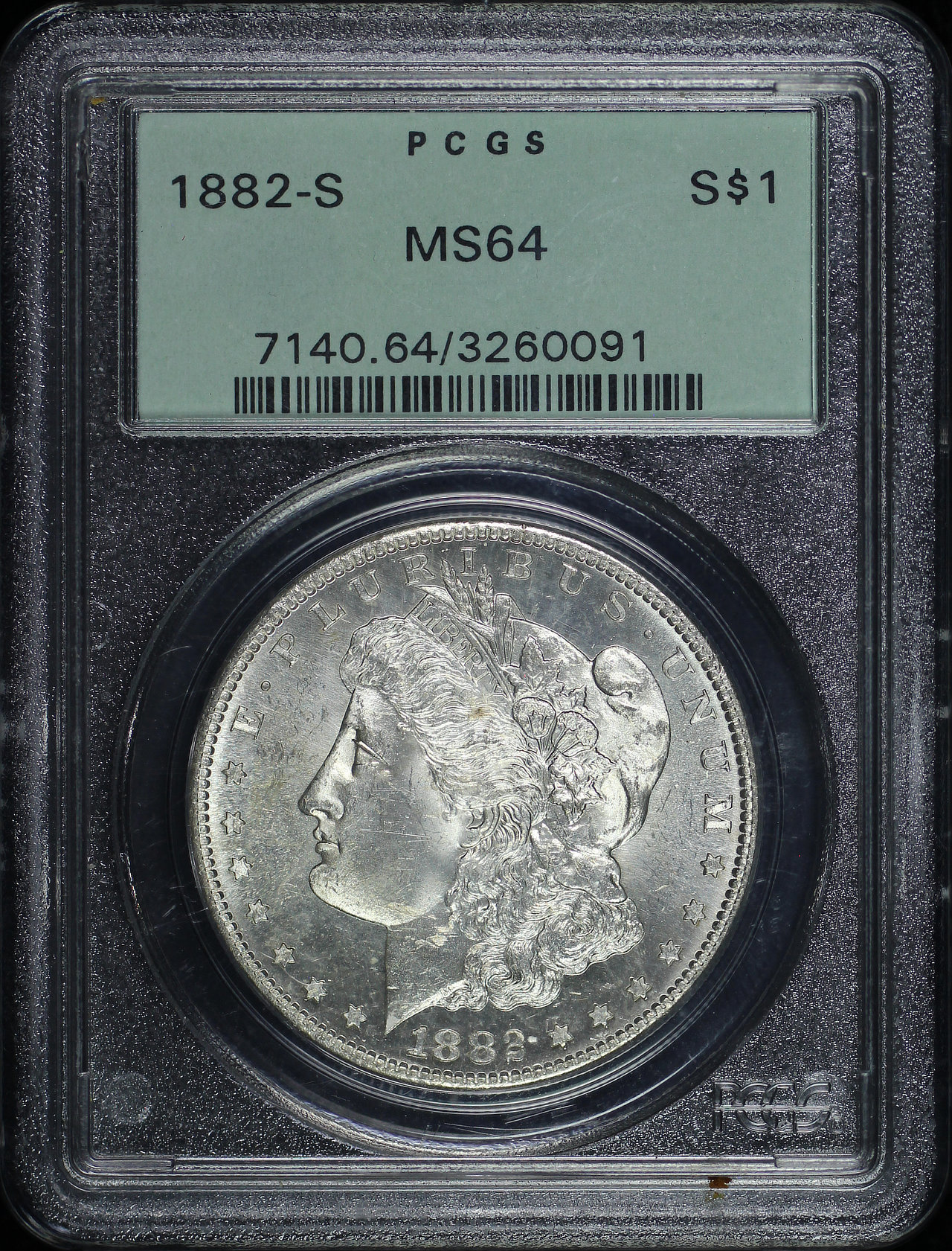 Obverse of this 1882-S Morgan Dollar PCGS MS-64