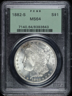 Obverse of this 1882-S Morgan Dollar PCGS MS-64 Old Green Holder