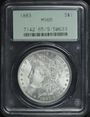 Obverse of this 1883 Morgan Dollar PCGS MS-65 Old Green Gasket Holder