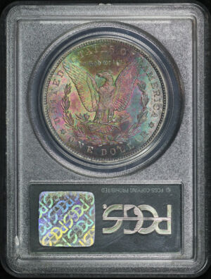 1883 Morgan Dollar PCGS MS-65 Old Green Holder Reverse Rainbow Toning.