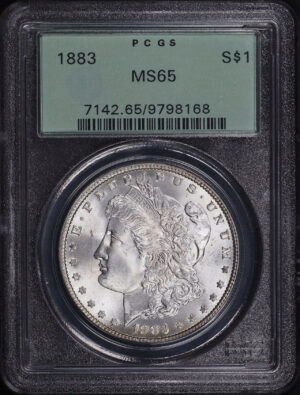Obverse of this 1883 Morgan Dollar PCGS MS-65 Old Green Holder