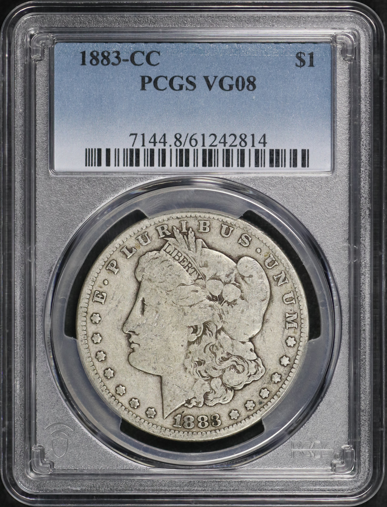 Obverse of this 1883-CC Morgan Dollar PCGS VG-08