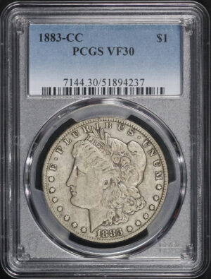 Obverse of this 1883-CC Morgan Dollar PCGS VF-30
