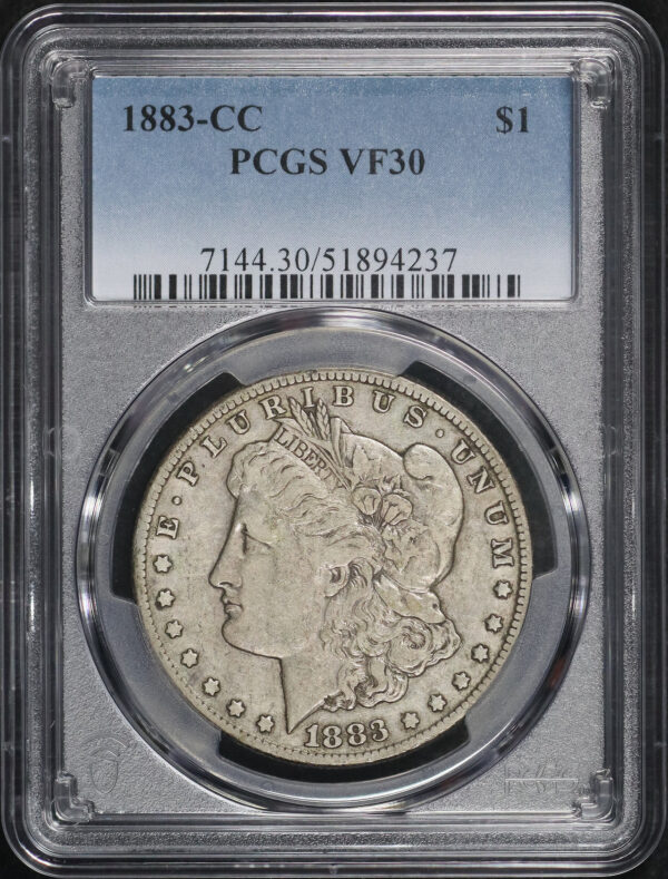 Obverse of this 1883-CC Morgan Dollar PCGS VF-30