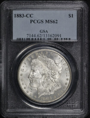 Obverse of this 1883-CC Morgan Dollar GSA Label PCGS MS-62