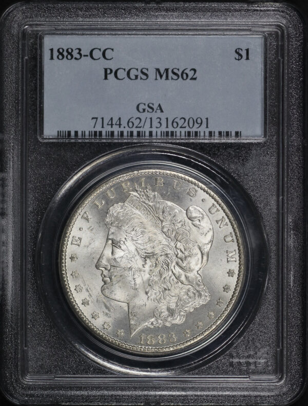 Obverse of this 1883-CC Morgan Dollar GSA Label PCGS MS-62