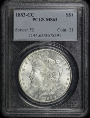 Obverse of this 1883-CC Morgan Dollar PCGS MS-63