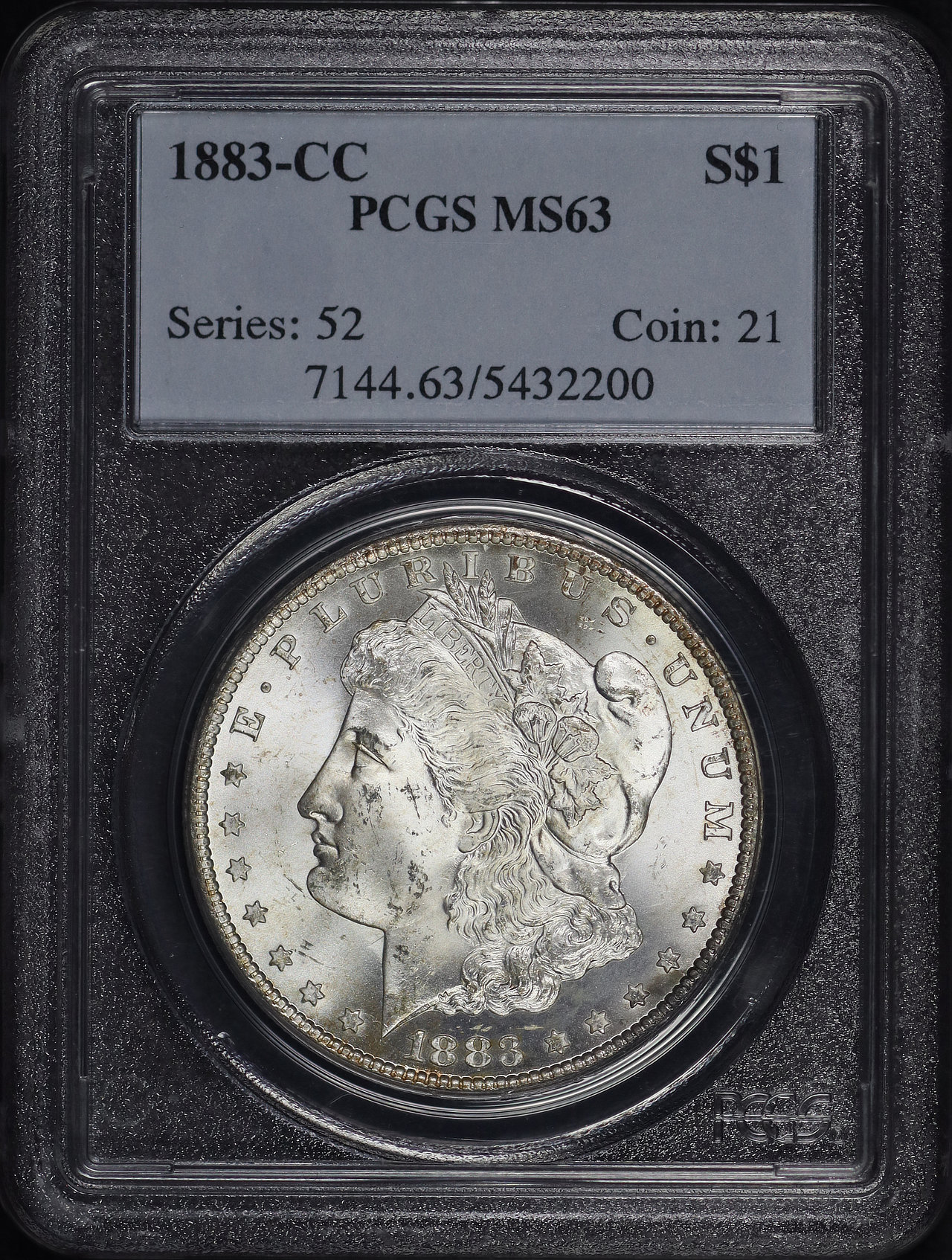 Obverse of this 1883-CC Morgan Dollar PCGS MS-63