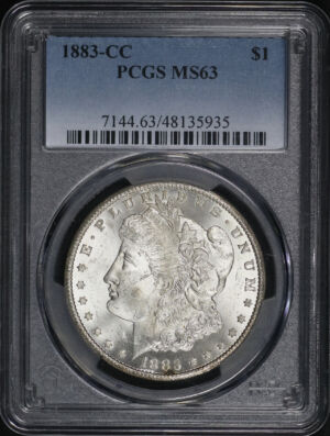 Obverse of this 1883-CC Morgan Dollar PCGS MS-63
