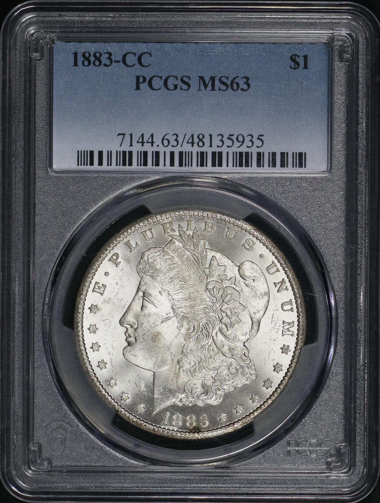 Obverse of this 1883-CC Morgan Dollar PCGS MS-63