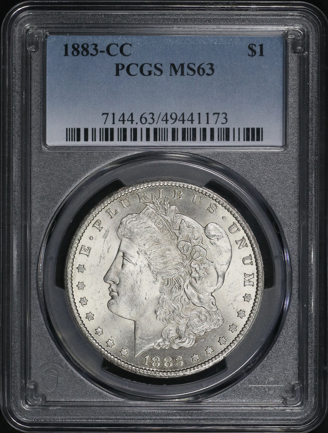 Obverse of this 1883-CC Morgan Dollar PCGS MS-63