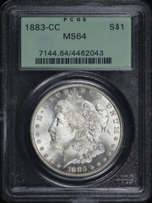 Obverse of this 1883-CC Morgan Dollar PCGS MS-64 Old Green Holder