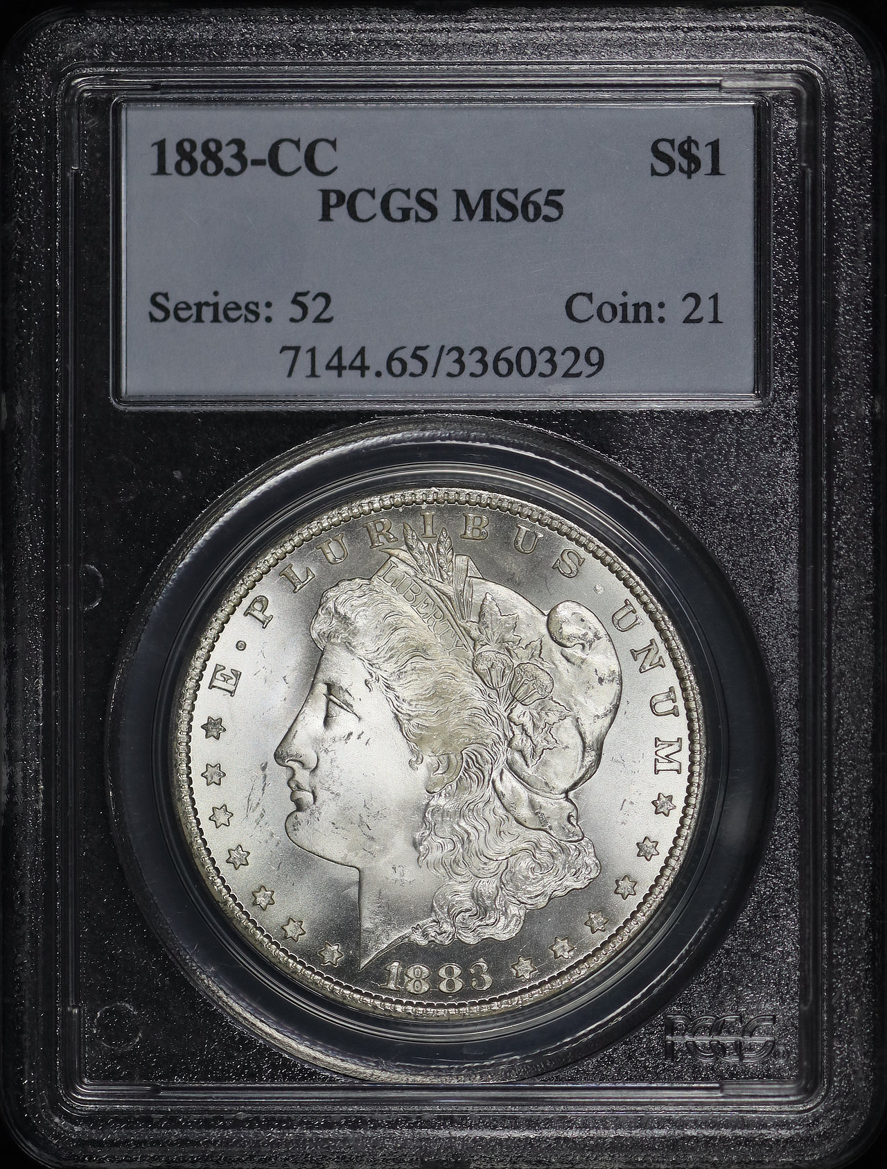 Obverse of this 1883-CC Morgan Dollar PCGS MS-65