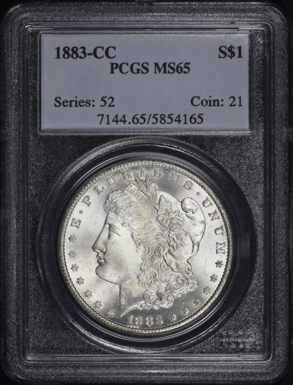 Obverse of this 1883-CC Morgan Dollar PCGS MS-65