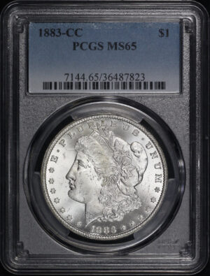 Obverse of this 1883-CC Morgan Dollar PCGS MS-65