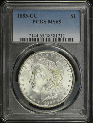 Obverse of this 1883-CC Morgan Dollar PCGS MS-65