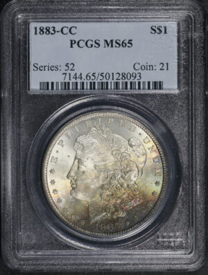 Obverse of this 1883-CC Morgan Dollar PCGS MS-65