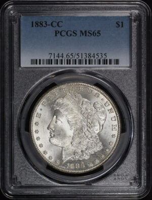 Obverse of this 1883-CC Morgan Dollar PCGS MS-65