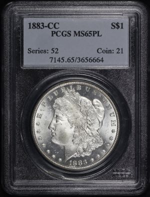 Obverse of this 1883-CC Morgan Dollar PCGS MS-65 PL