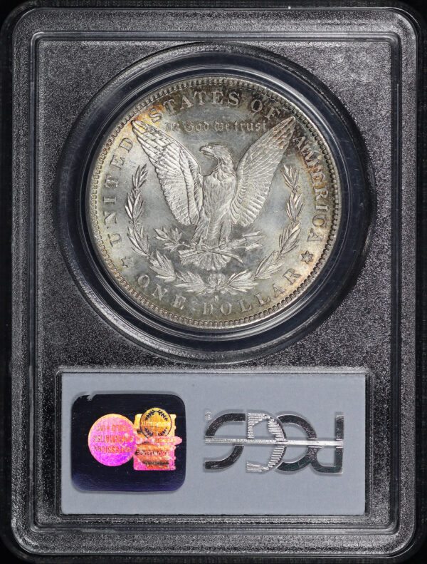 Reverse of this 1883-S Morgan Dollar PCGS MS-63 Blue & Crimson Rim Toning