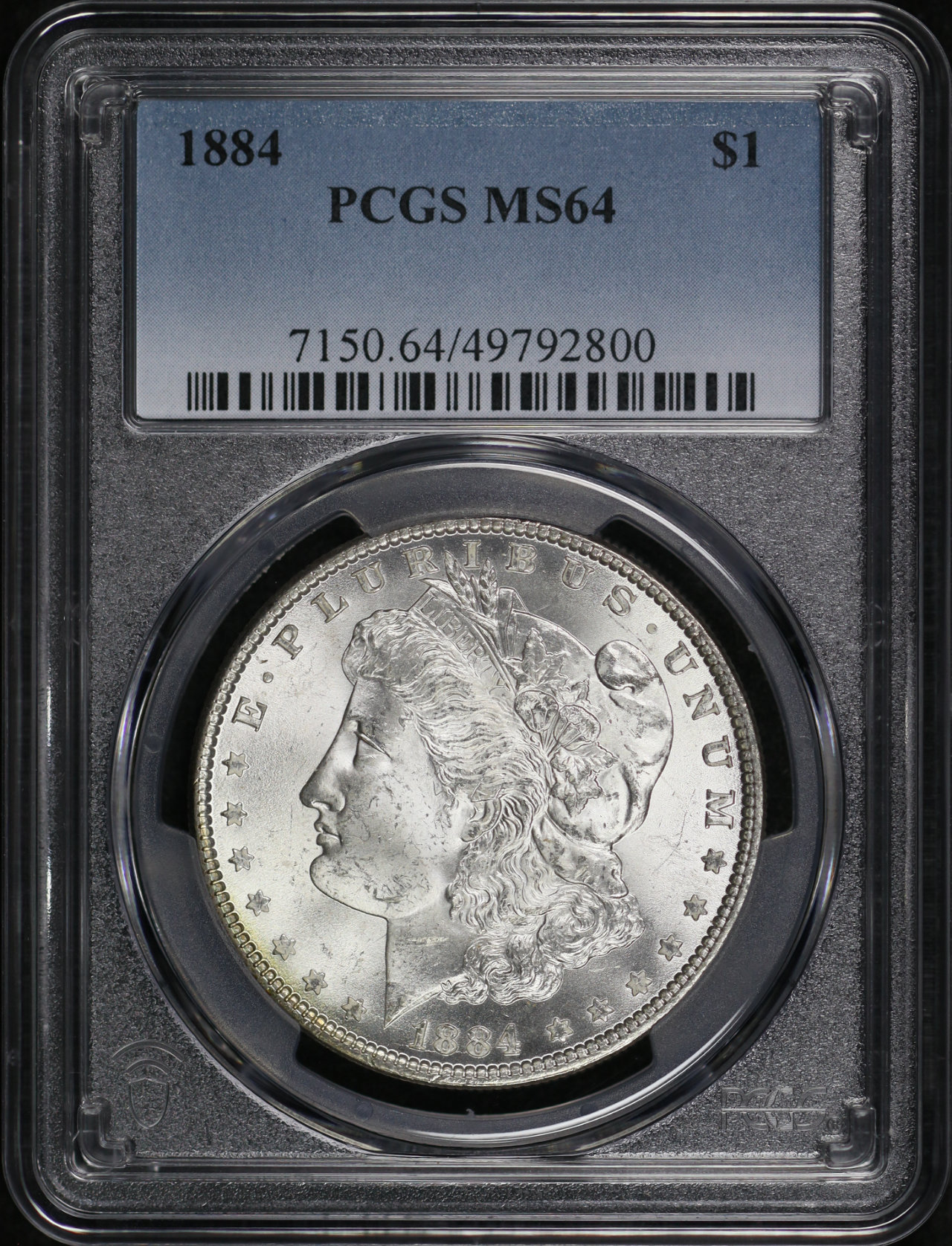 Obverse of this 1884 Morgan Dollar PCGS MS-64 – Banded Rainbow Reverse Toning