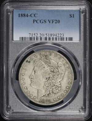 Obverse of this 1884-CC Morgan Dollar PCGS VF-20