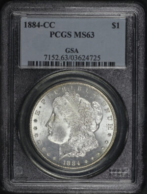 Obverse of this 1884-CC Morgan Dollar PCGS MS-63 GSA Hoard