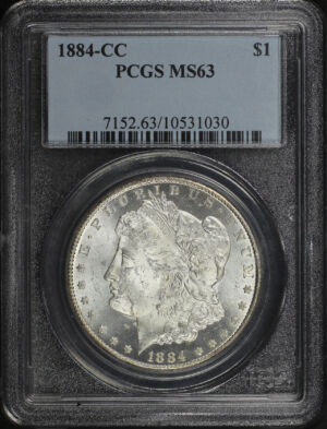 Obverse of this 1884-CC Morgan Dollar PCGS MS-63