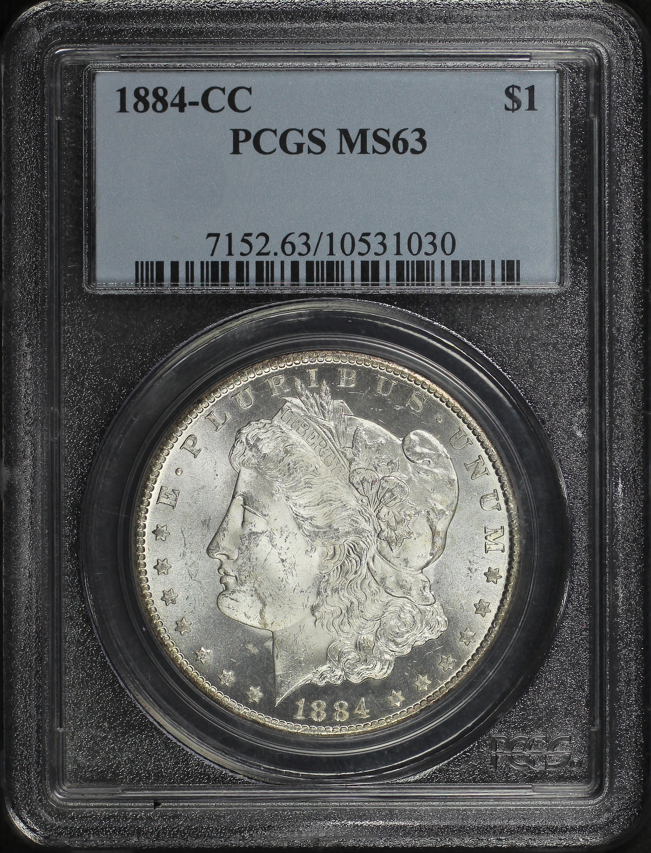 Obverse of this 1884-CC Morgan Dollar PCGS MS-63