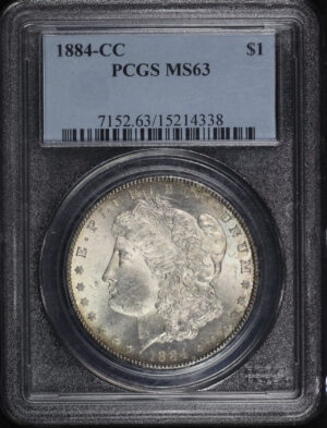 Obverse of this 1884-CC Morgan Dollar PCGS MS-63