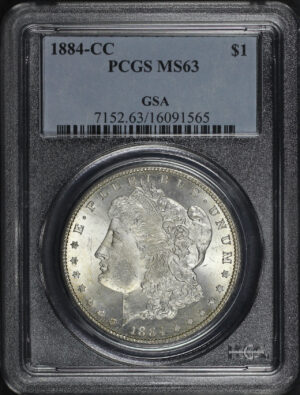 Obverse of this 1884-CC Morgan Dollar PCGS MS-63 GSA Hoard