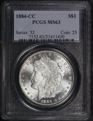 Obverse of this 1884-CC Morgan Dollar PCGS MS-63