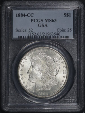Obverse of this 1884-CC Morgan Dollar PCGS MS-63