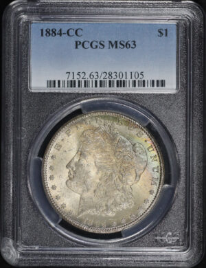 Obverse of this 1884-CC Morgan Dollar PCGS MS-63