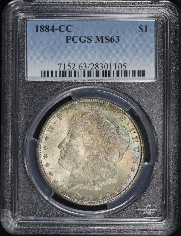 Obverse of this 1884-CC Morgan Dollar PCGS MS-63