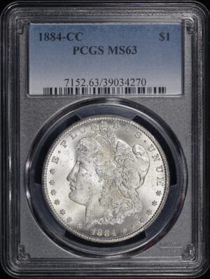Obverse of this 1884-CC Morgan Dollar PCGS MS-63