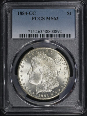 Obverse of this 1884-CC Morgan Dollar PCGS MS-63