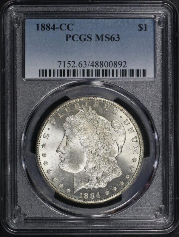 Obverse of this 1884-CC Morgan Dollar PCGS MS-63