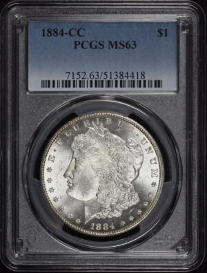 Obverse of this 1884-CC Morgan Dollar PCGS MS-63