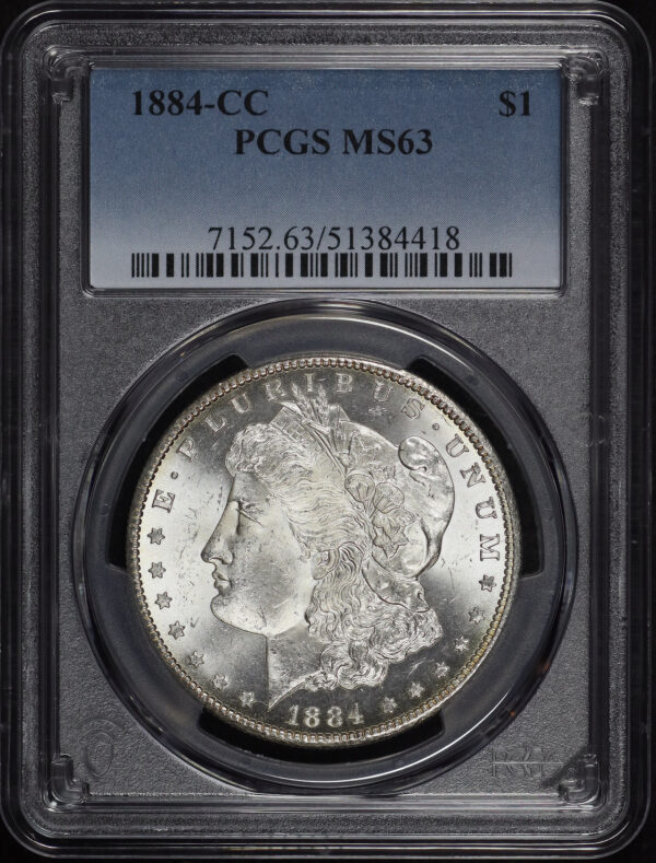 Obverse of this 1884-CC Morgan Dollar PCGS MS-63