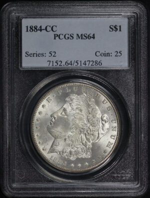 Obverse of this 1884-CC Morgan Dollar PCGS MS-64