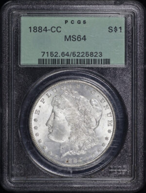 Obverse of this 1884-CC Morgan Dollar PCGS MS-64 Old Green Holder